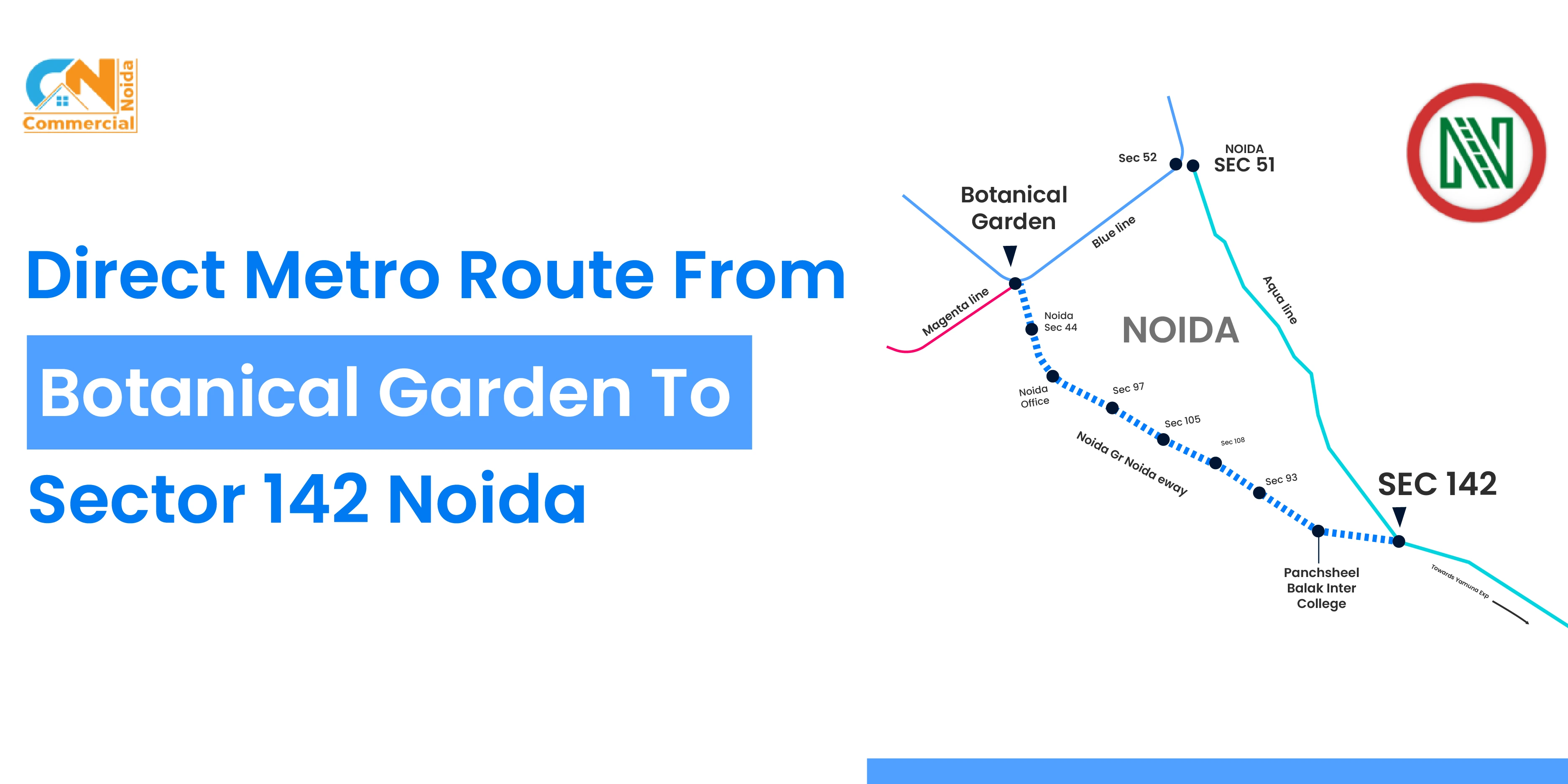 Direct Metro Route From Botanical Garden To Sector 142 Noida